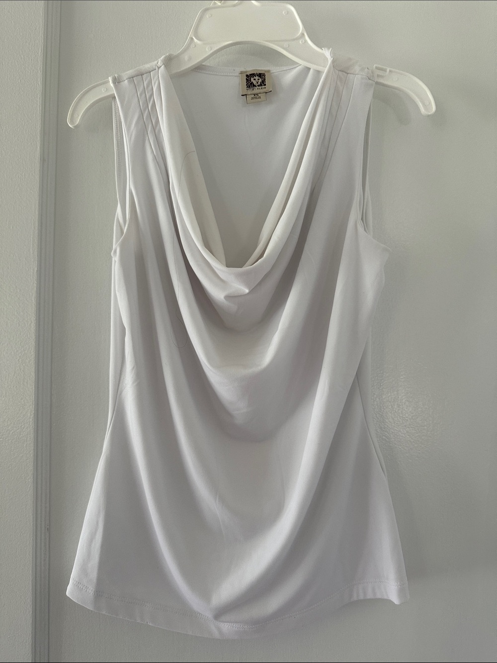 Anne Klein White Draped Cowl Neck Sleeveless Camisole